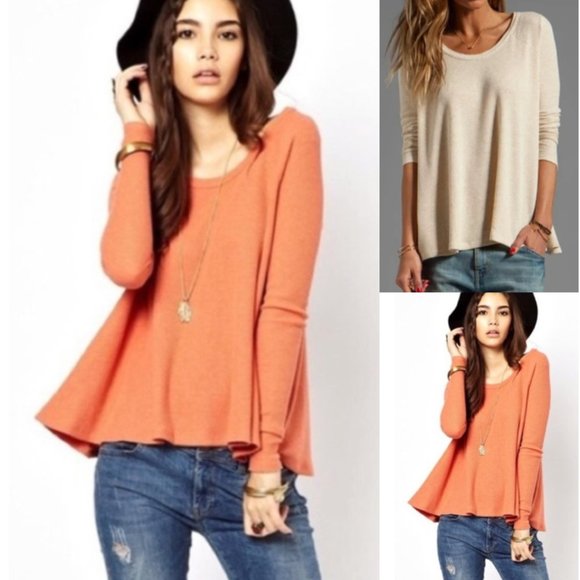 Free People We the Free Thermal waffle Knit Swing top szS - Picture 11 of 11